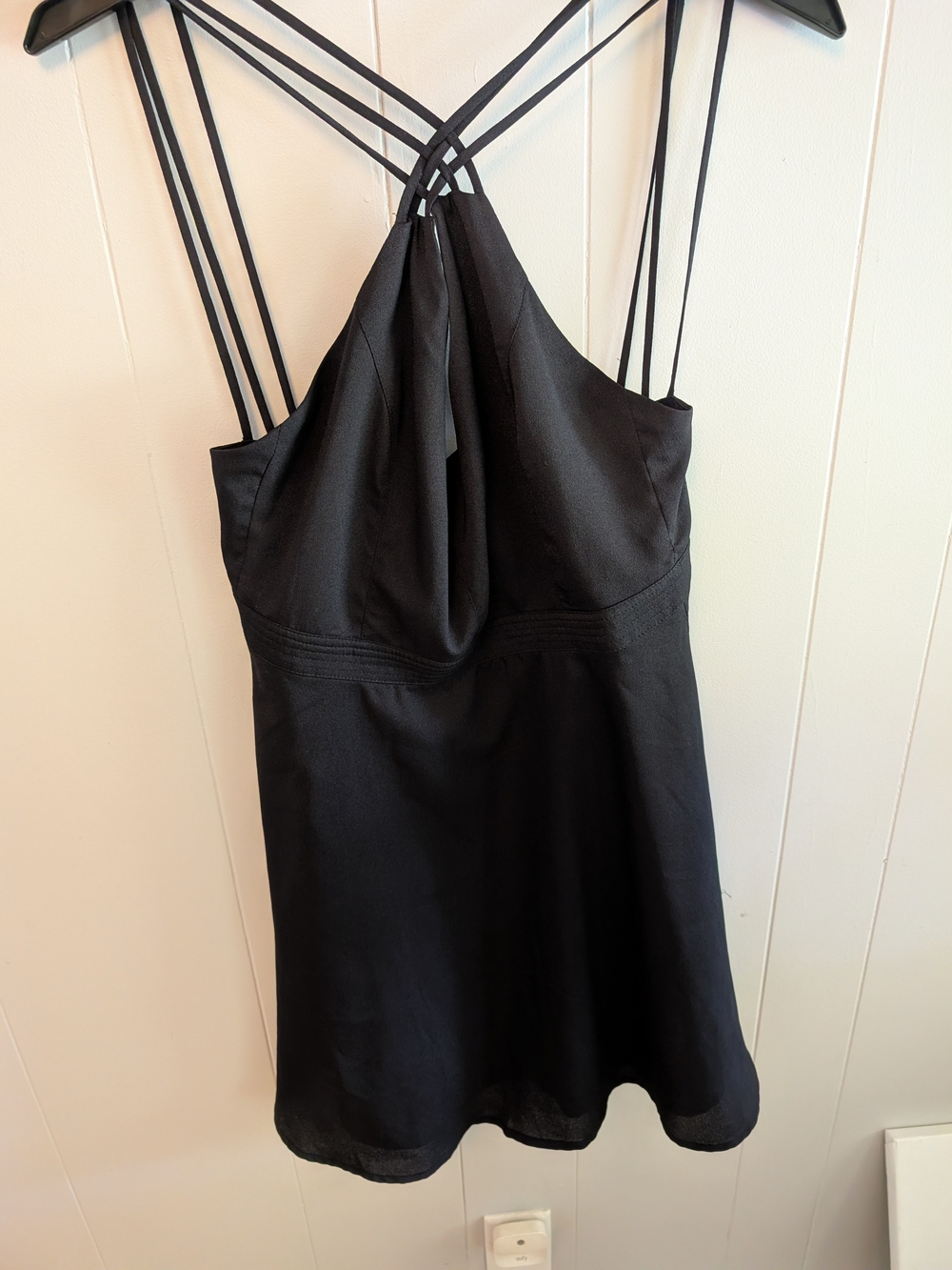 Very J Black Strappy Halter Mini Dress